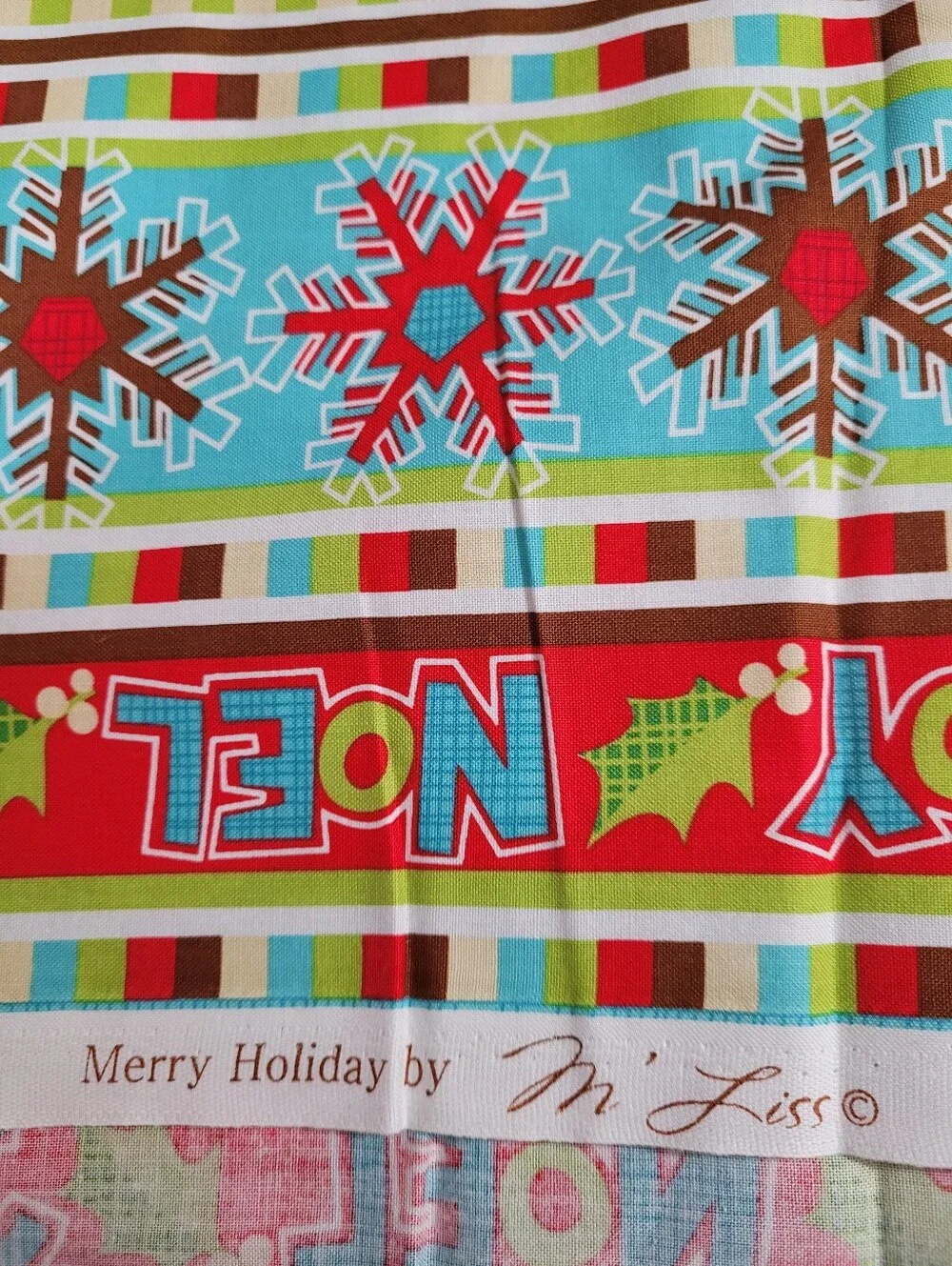 Merry Holiday M'Liss Joy Noel Snowman Snowflake Theme Sewing Fabric 2 Yds (1495)